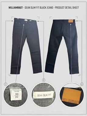 WILLIAMRAST - DEAN SLIM FIT BLACK JEANS